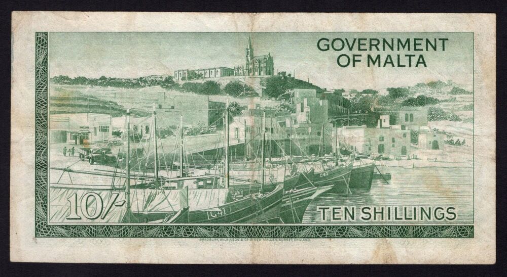 Malta - 10 Shillings L.1949 - Pick # 25 - Fine