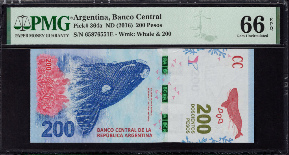 Argentina - 200 Pesos 2016 - Pick # 364a - PMG 66 EPQ
