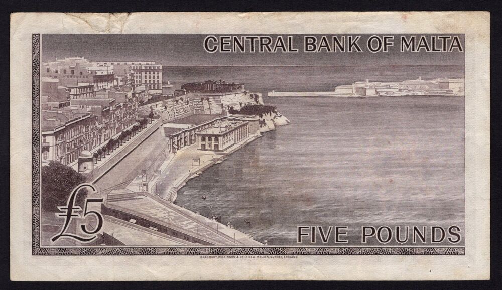 Malta - 5 Pounds L.1967 - Pick # 30 - F/VF