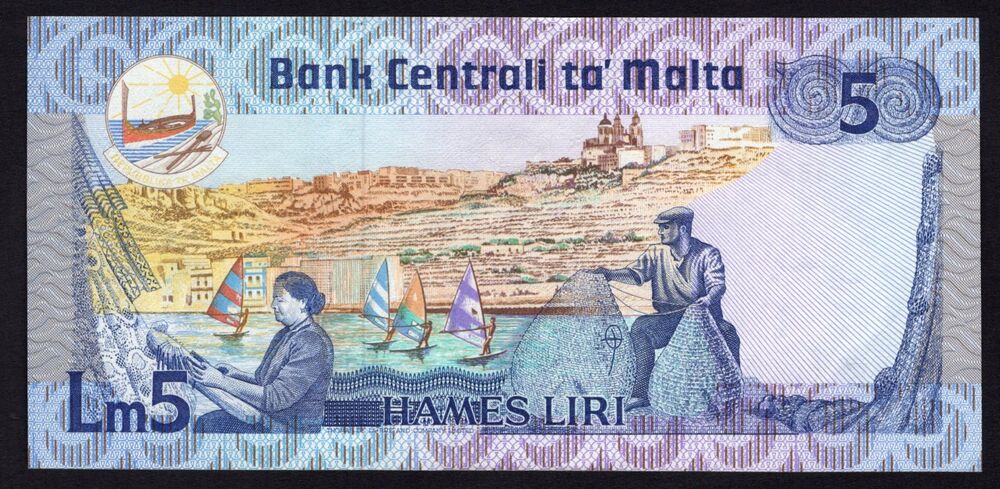 Malta - 5 Liri L.1967 - Pick # 38 - XF+