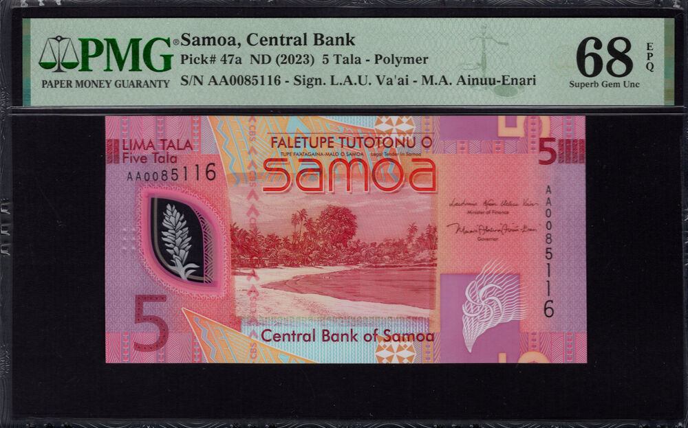 Samoa - 5 Tala 2023 - Pick # 47a - PMG 68 EPQ