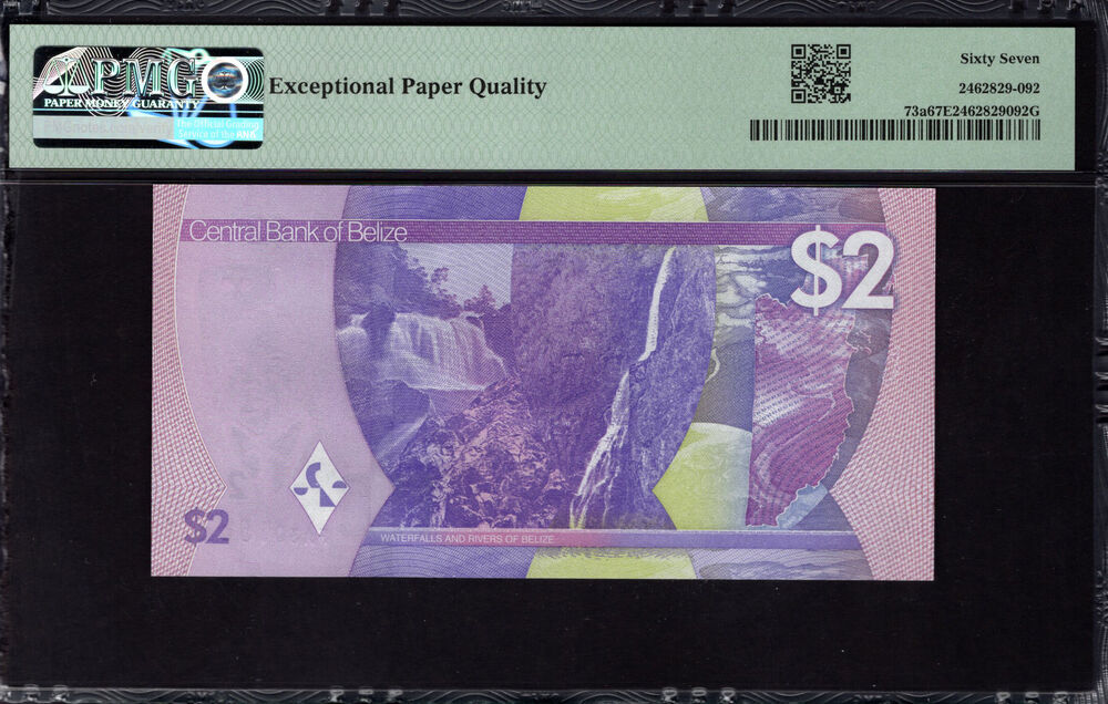 Belize - 2 Dollars 2025 - Pick # 73a - PMG 67 EPQ