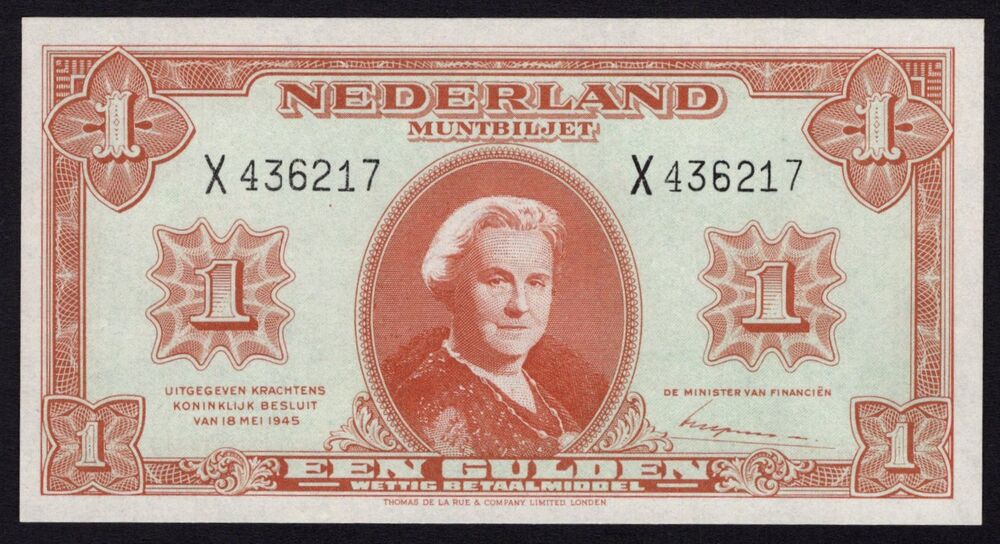 Netherlands - 1 Gulden 1945 - Pick # 70 - UNC