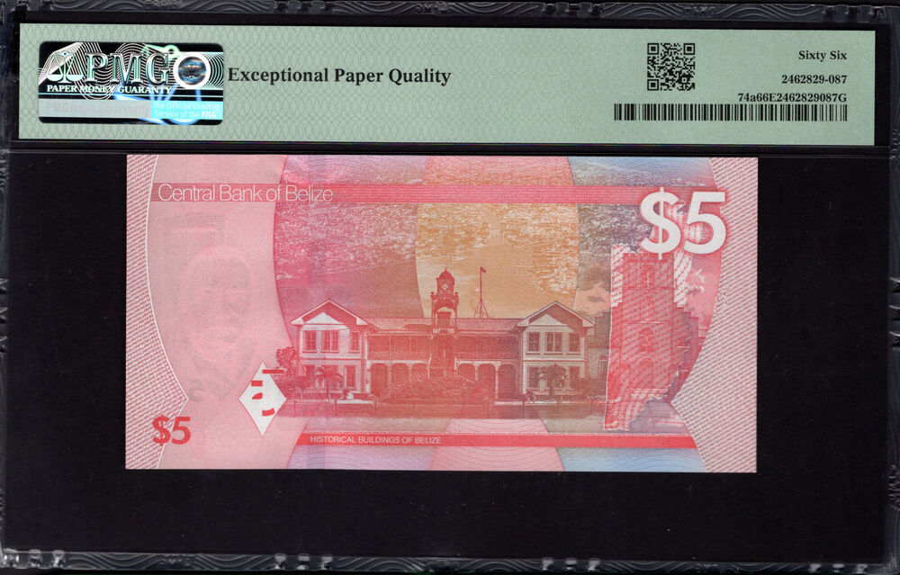 Belize - 5 Dollars 2025 - Pick # 74a - PMG 66 EPQ