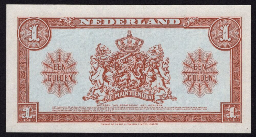 Netherlands - 1 Gulden 1945 - Pick # 70 - UNC