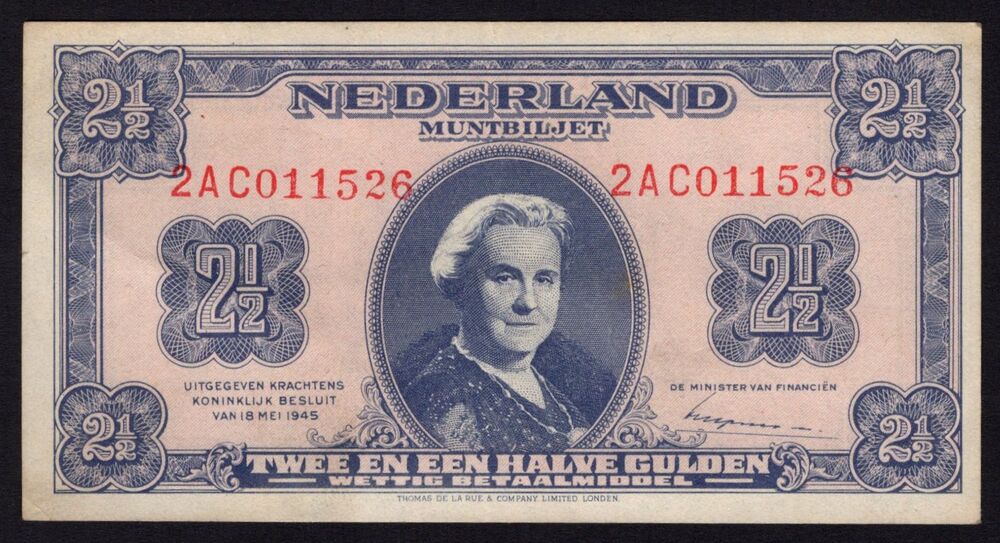 Netherlands - 2.50 Gulden 1945 - Pick # 71 - VF/XF
