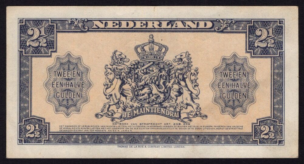 Netherlands - 2.50 Gulden 1945 - Pick # 71 - VF/XF