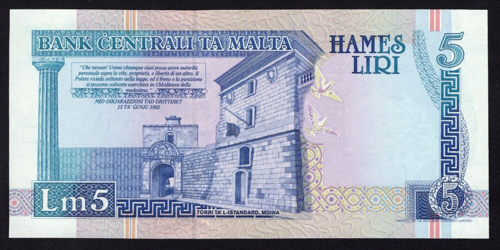 Malta - 5 Liri Millennium - Pick # 50 - UNC