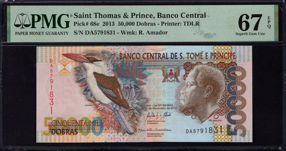 Sao Tome and Principe - 50.000 Dobras 2013 - Pick # 68e - PMG 67 EPQ