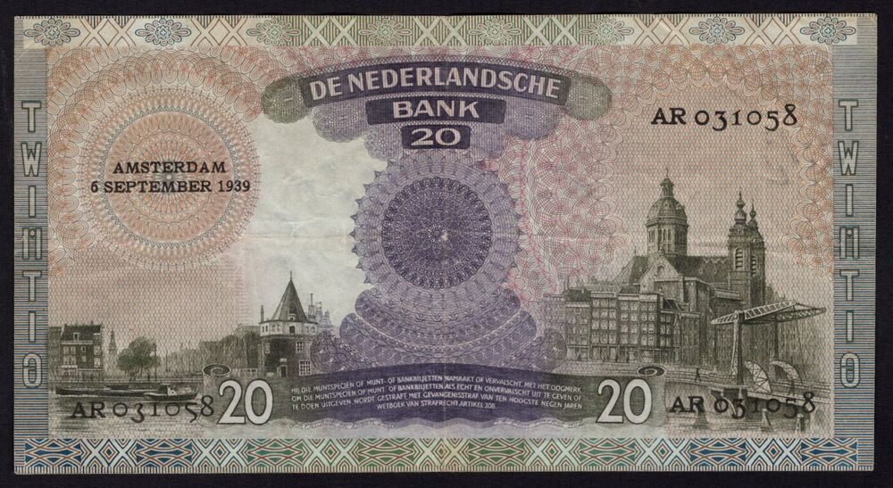 Netherlands - 20 Gulden 1939 - Pick # 54 - VF