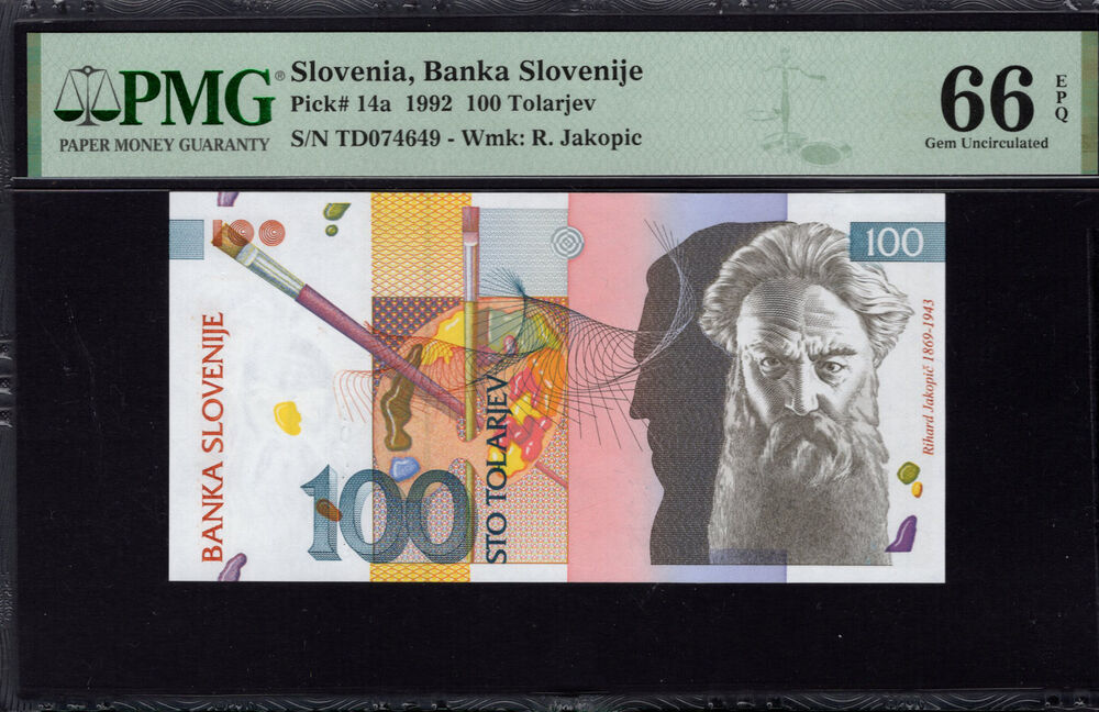 Slovenia - 100 Tolarjev 1992 - Pick # 14a - PMG 66 EPQ