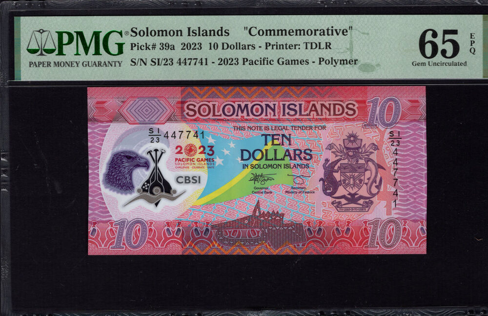 Solomon Islands - 10 Dollars 2023 - Pick # 39a - PMG 65 EPQ