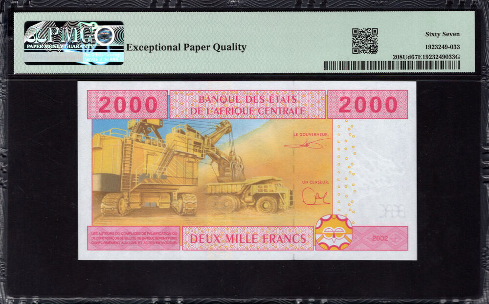 Cameroun- 2000 Francs 2002 - Pick # 208Ud - PMG 67 EPQ