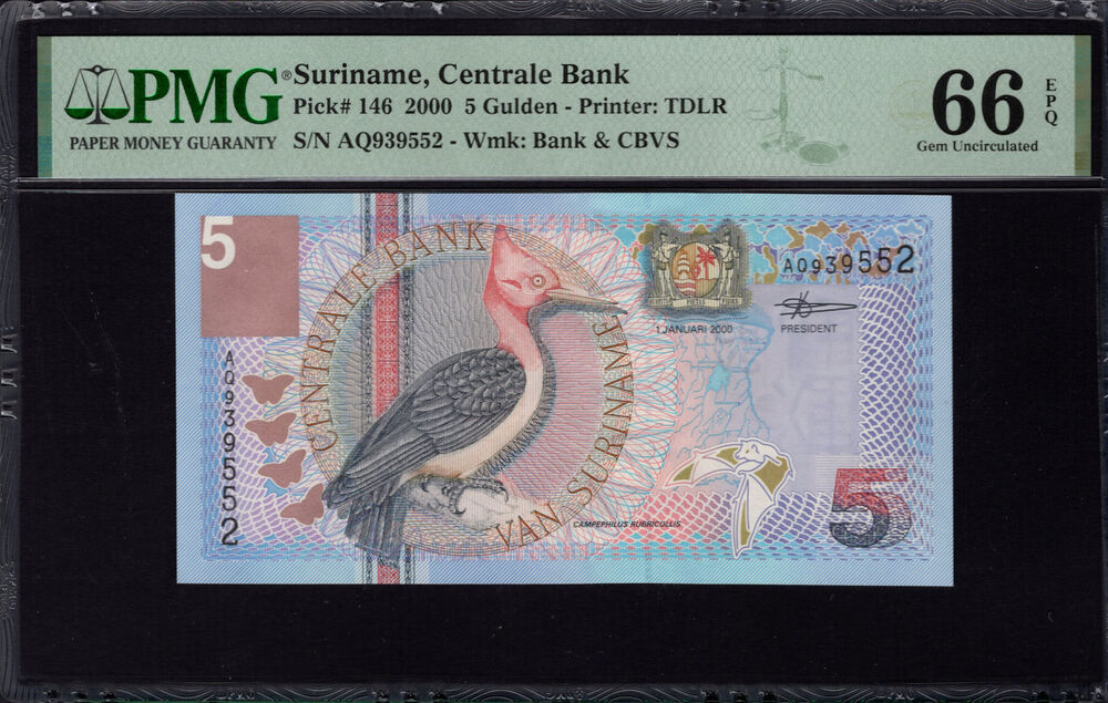 Suriname - 5 Gulden 2000 - Pick # 146 - PMG 66 EPQ