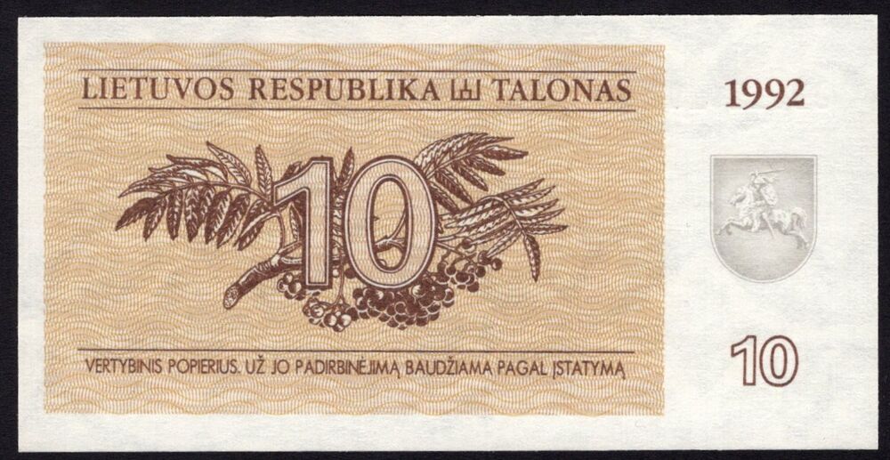 Lithuania - 10 Talonas 1992 - Pick # 40 - UNC
