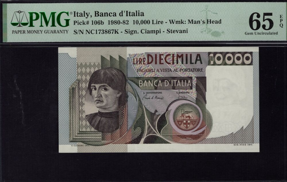 Italy - 10.000 Lire 1980 - Pick # 106b - PMG 65 EPQ