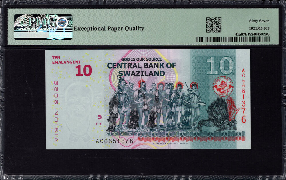Swaziland - 10 Emalangeni 2015 - Pick # 41a - PMG 67 EPQ