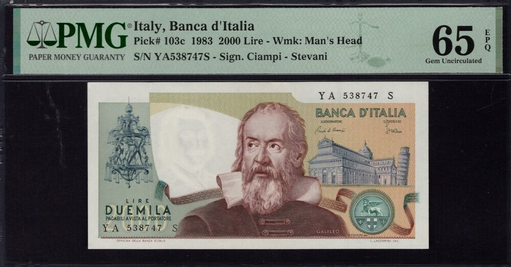 Italy - 2000 Lire 1983 - Pick # 103c - PMG 65 EPQ