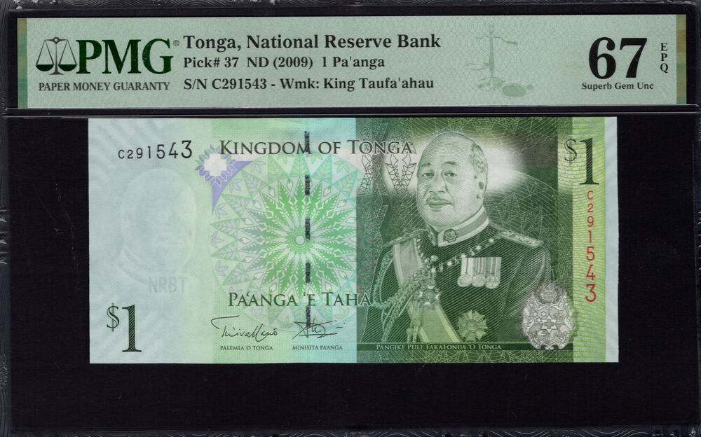Tonga - 1 Pa'anga 2009 - Pick # 37 - PMG 67 EPQ
