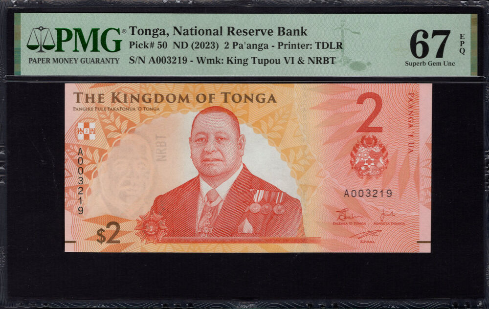 Tonga - 2 Pa'anga 2023 - Pick # 50 - PMG 67 EPQ