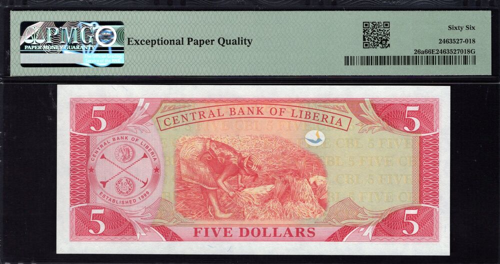 Liberia - 5 Dollars 2003 - Pick # 26a - PMG 66 EPQ