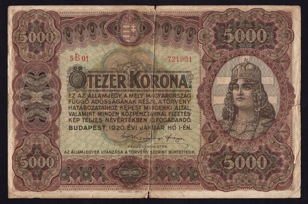 Hungary - 5000 Korona 1920 - Pick # 67 - Fine
