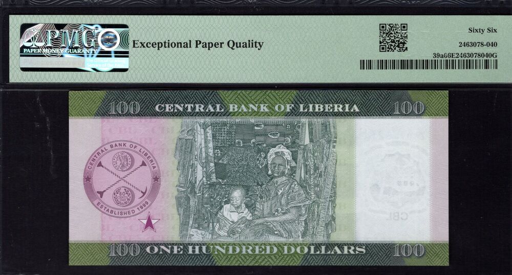 Liberia - 100 Dollars 2021 - Pick # 39a - PMG 66 EPQ