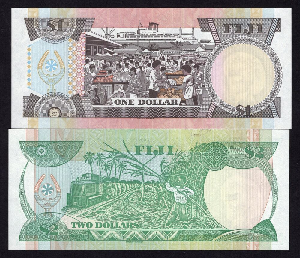 Fiji - 1 & 2 Dollars 1987/88 - Pick # 86, 87 - UNC
