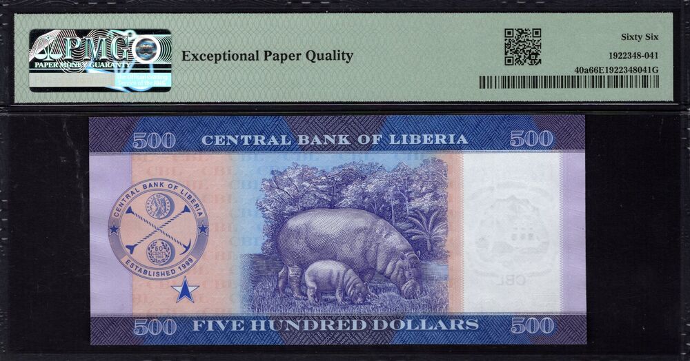 Liberia - 500 Dollars 2022 - Pick # 40a - PMG 66 EPQ