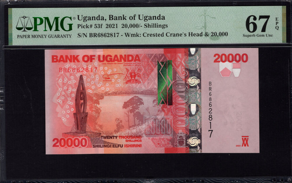 Uganda - 20.000 Shillings 2021 - Pick # 53f - PMG 67 EPQ