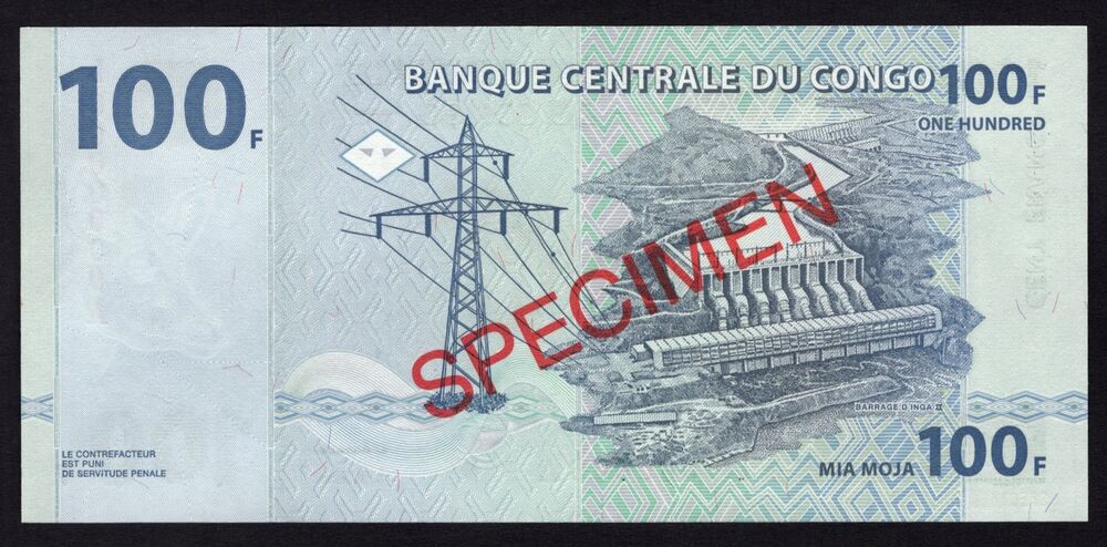 Congo DR - 100 Francs 2000 - Specimen - Pick # 92 - UNC-
