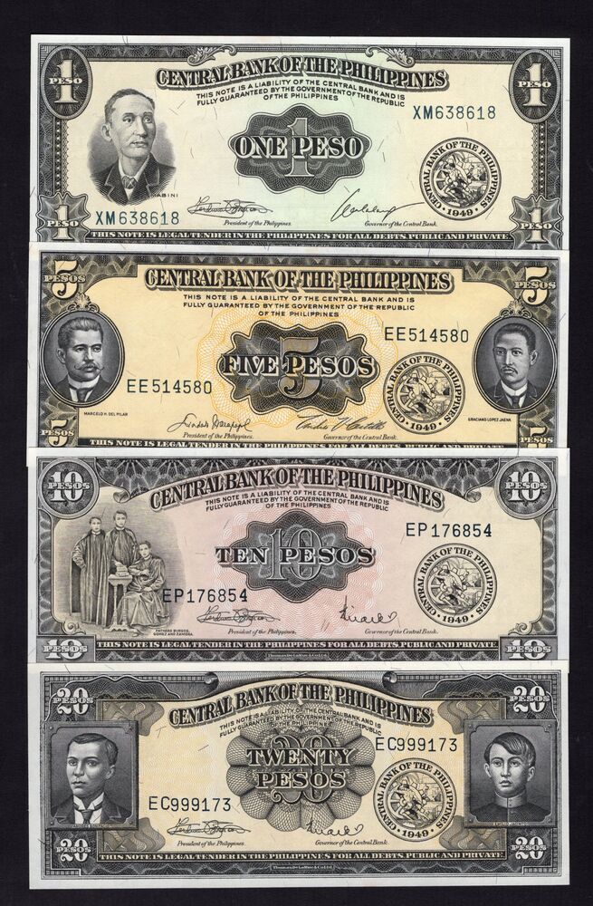 Philippines - Group of 4 notes 1949 - UNC