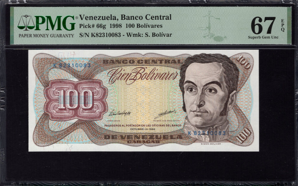Venezuela - 100 Bolivares 1998 - Pick # 66g - PMG 67 EPQ