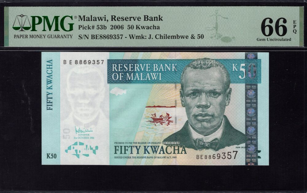 Malawi - 50 Kwacha 2006 - Pick # 53b - PMG 66 EPQ