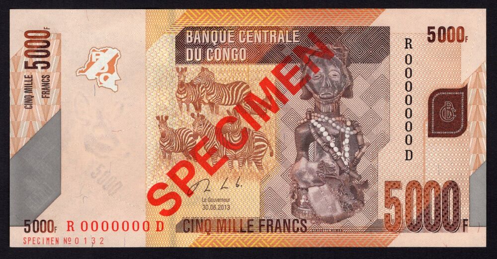 Congo DR - 5000 Francs 2013 - Specimen - Pick # 102b - UNC