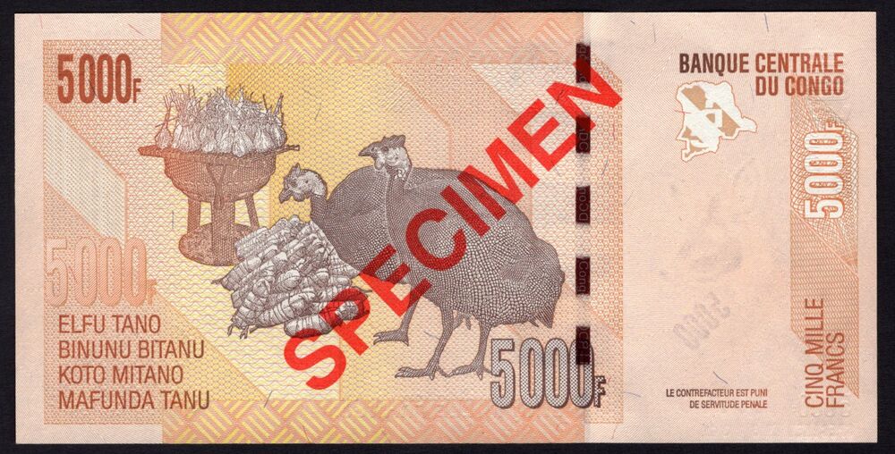 Congo DR - 5000 Francs 2013 - Specimen - Pick # 102b - UNC