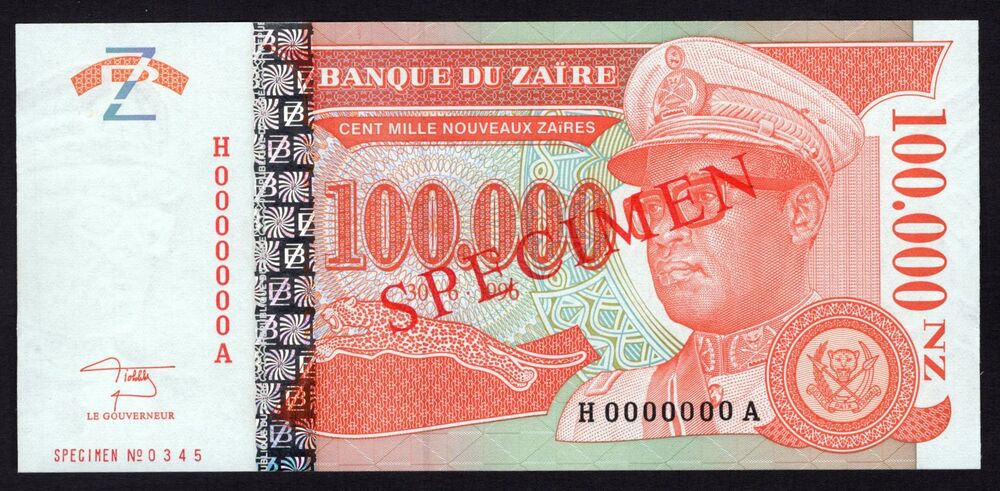 Zaire - 100.000 Zaires 1996 - Pick # 76 - Specimen - UNC