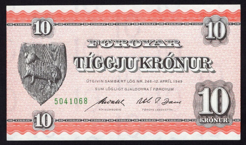 Faeroe Islands - 10 Kronur 1954 - Pick # 15d - UNC