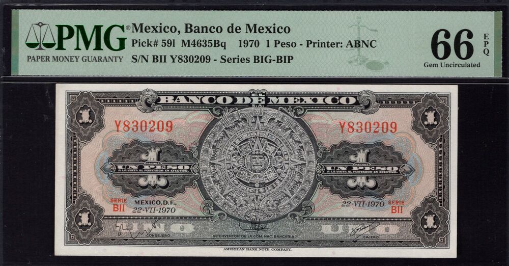 Mexico - 1 Peso 1970 - Pick # 591 - PMG 66 EPQ