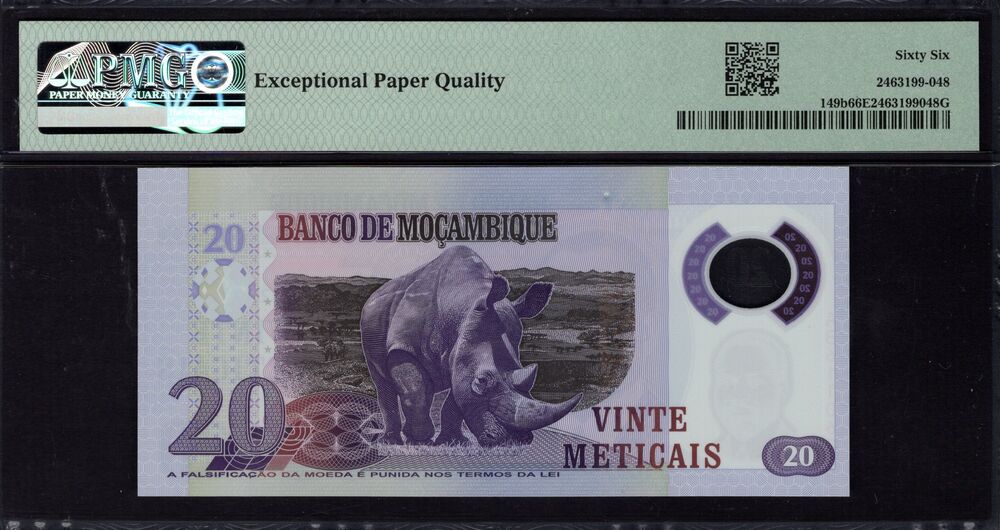 Mozambique - 20 Meticais 2017 - Pick # 149b - PMG 66 EPQ