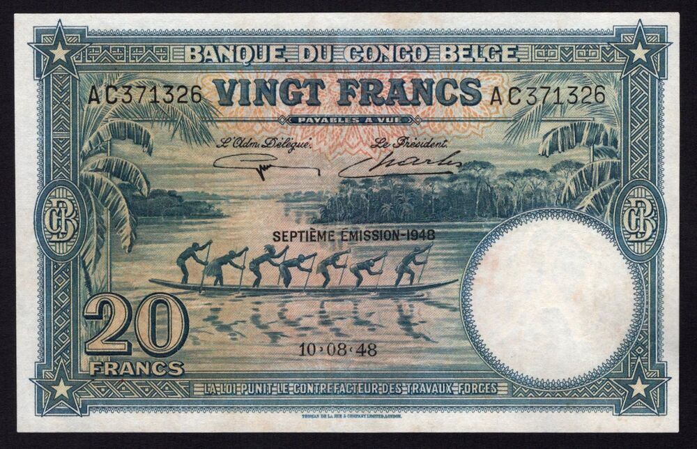 Belgian Congo - 20 Francs 1948 - Pick # 15F - Pressed VF