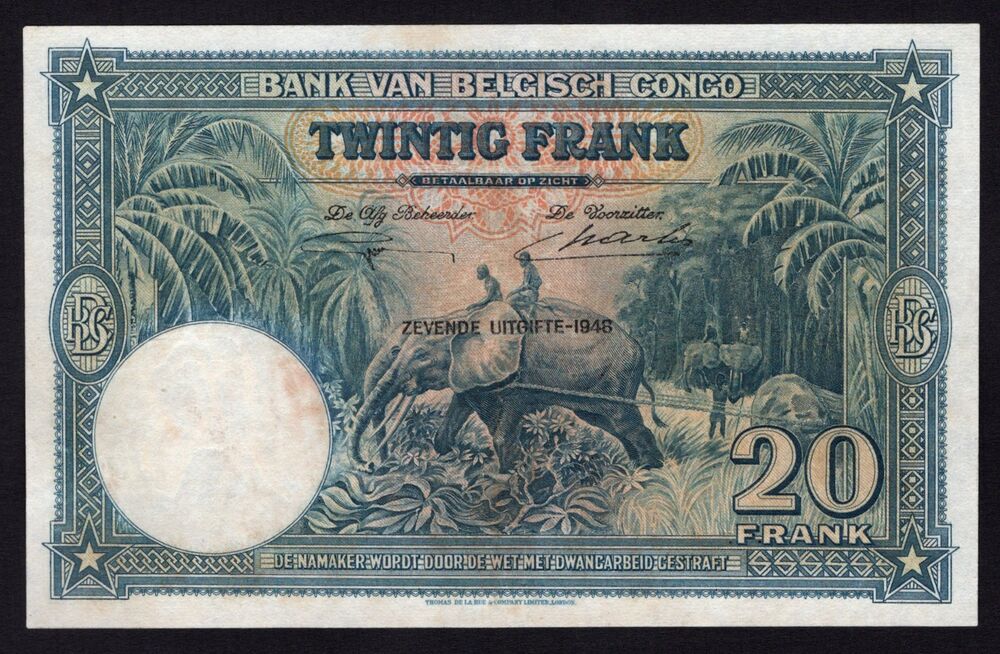 Belgian Congo - 20 Francs 1948 - Pick # 15F - Pressed VF