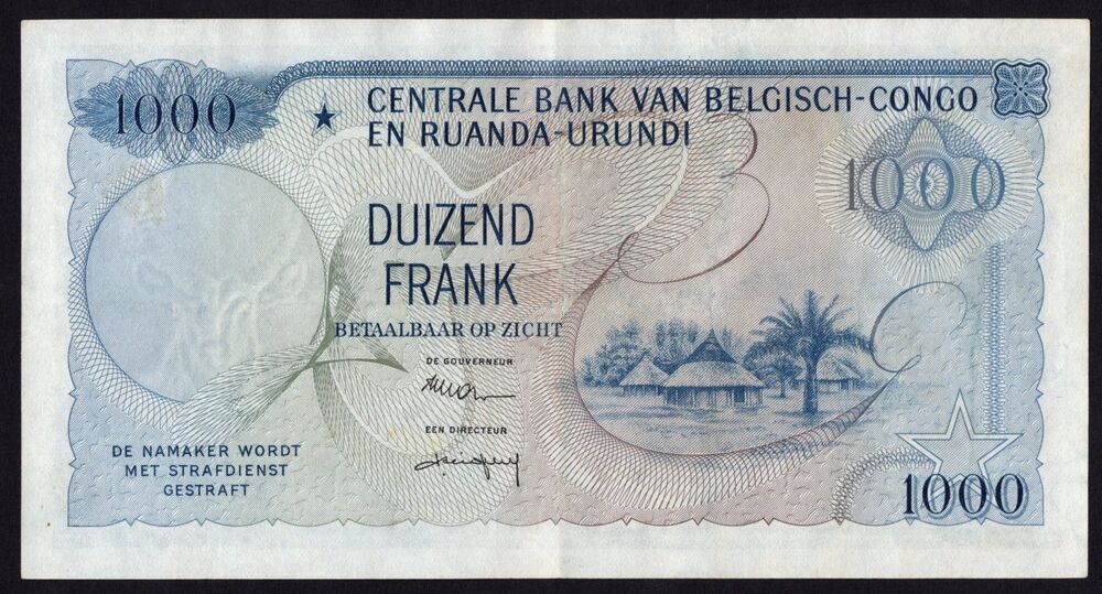 Belgian Congo - 1000 Francs 1959 - Pick # 35 - Pressed VF