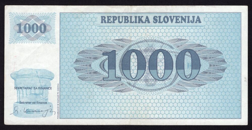 Slovenia - 1000 Tolarjev 1991 - Pick # 9a - VF