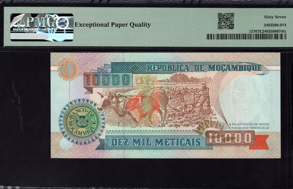 Mozambique - 10.000 Meticais 1991 - Pick # 137 - PMG 67 EPQ