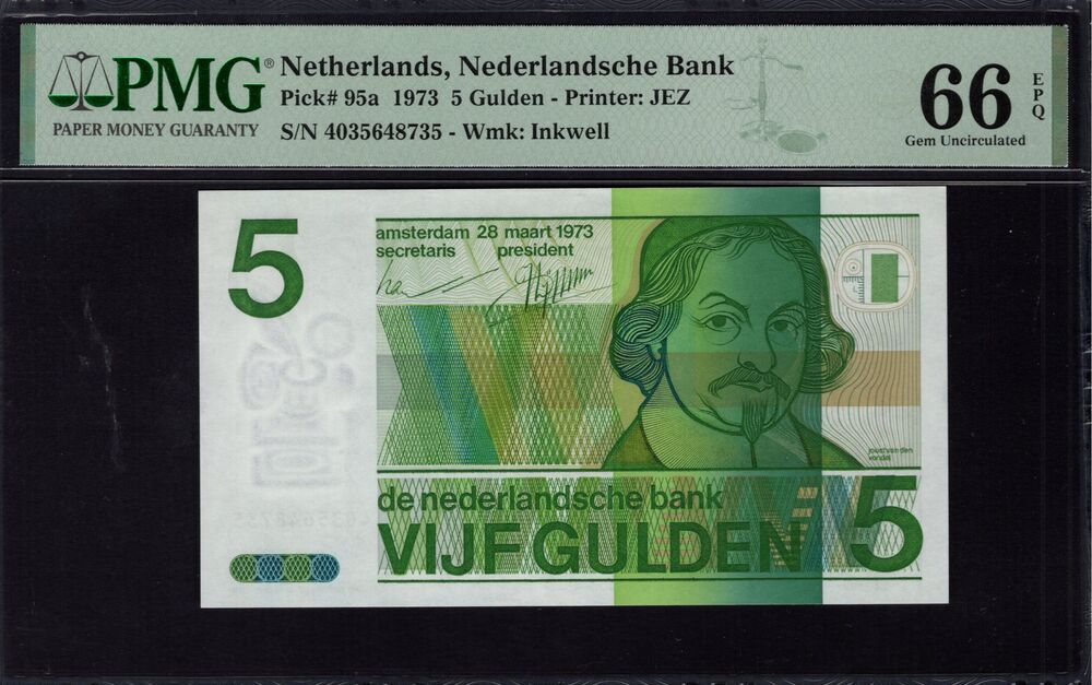 Netherlands - 5 Gulden 1973 - Pick # 95a - PMG 66 EPQ