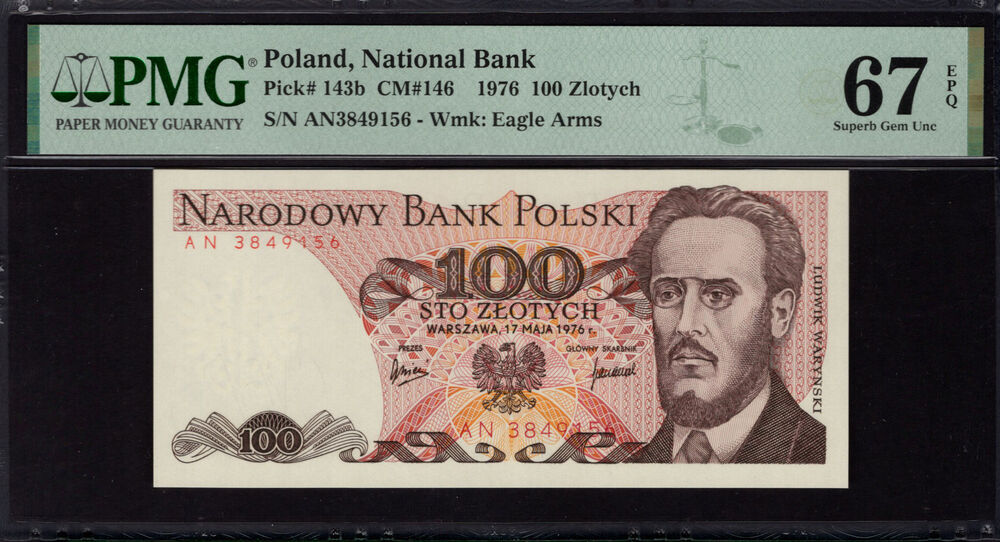 Poland - 100 Zlotych 1976 - Pick # 143b - PMG 67 EPQ