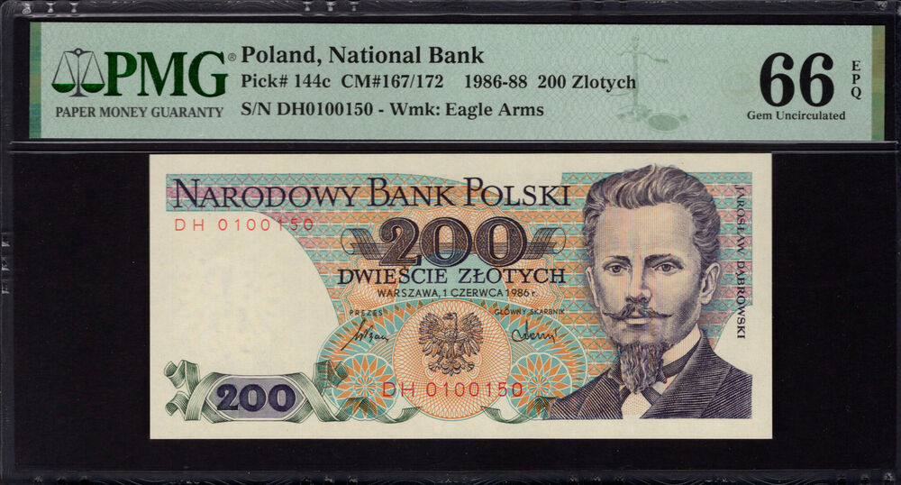 Poland - 200 Zlotych 1986 - Pick # 144c - PMG 66 EPQ