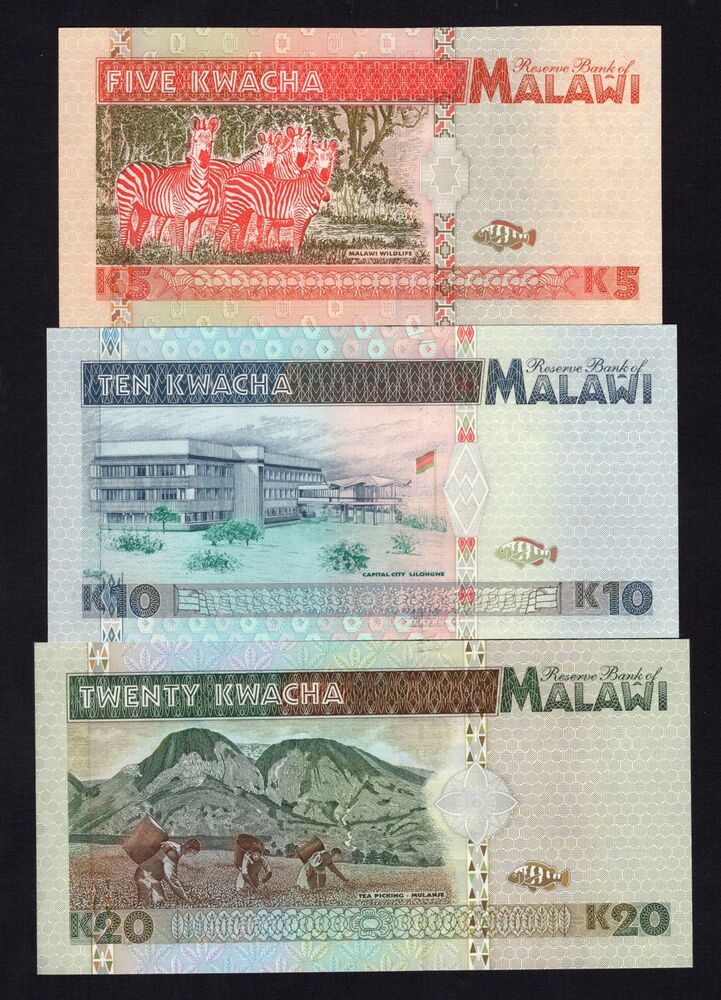 Malawi - 5, 10, 20 Kwacha 1995 - Pick # 30-32 - UNC