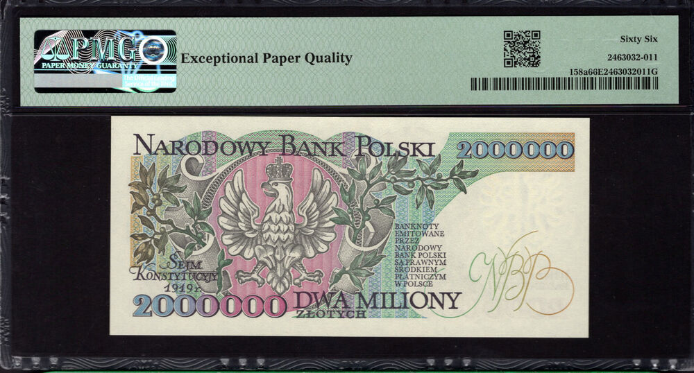 Poland - 2.000.000 Zlotych 1992 - Pick # 158a - PMG 66 EPQ
